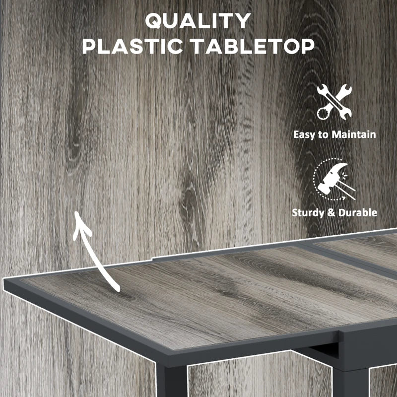 Grey Extendable Outdoor Dining Table for 6, Aluminium Frame, Rectangular Patio Table, 80/160L x 80W x 75H cm