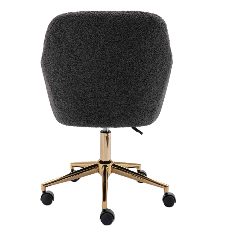 Adjustable Height Ergonomic Swivel Executive Office Chair with Gold Legs & Backrest - Dark Gray, 58x58x86 cm