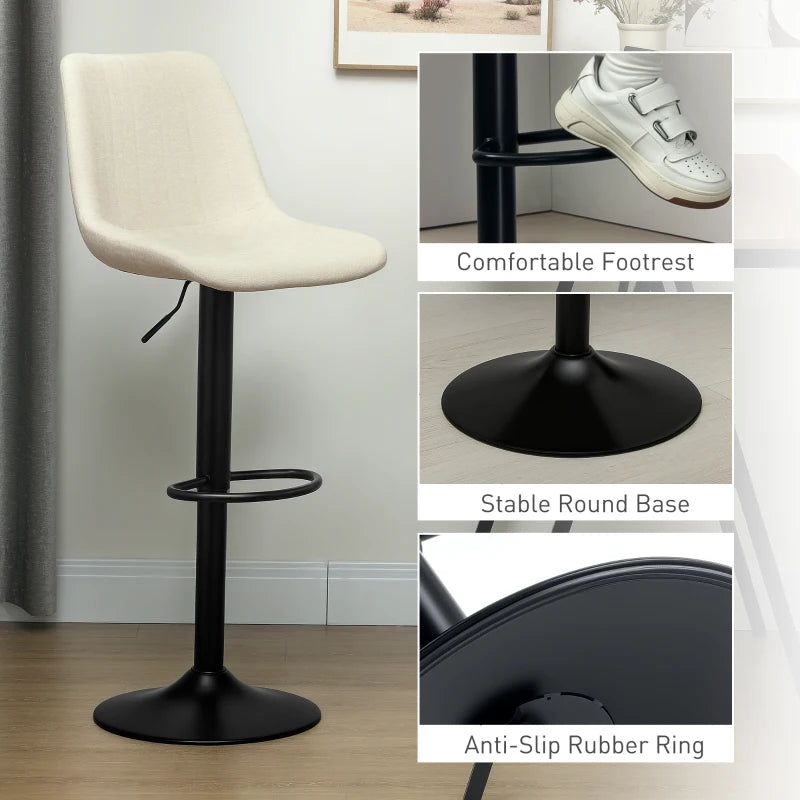 Set of 2 Beige Chenille-Feel Tub Bat Stools - Stylish & Comfortable Bathroom Seating for Relaxation