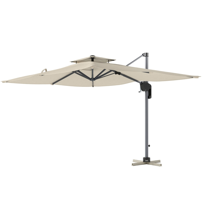 3.7m x 2.7m Cantilever Parasol Umbrella with 360° Rotation, Easy Tilt, UPF50+ Grey