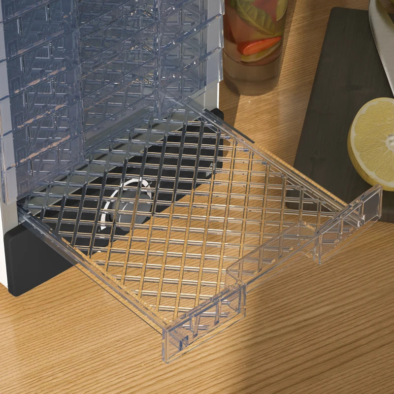 Premium Seven Tray Food Dehydrator - Adjustable 40-70°C Temperature Control - Compact White Design for Healthy Snacks