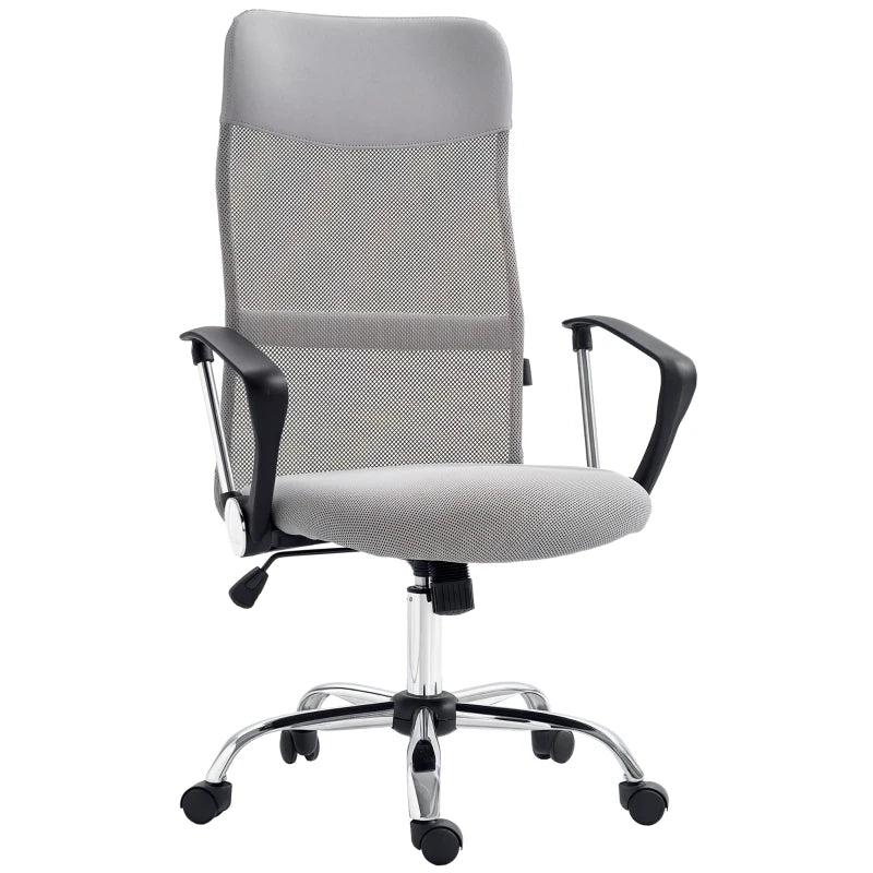 Vinsetto Ergonomic Mesh Office Chair - Adjustable Height & Tilt Function - Light Grey Comfort for Home & Office