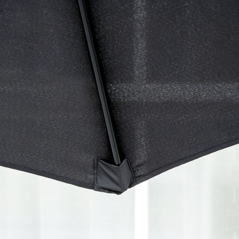 Black 3m Tilting Garden Umbrella with Tilt and Crank Handle