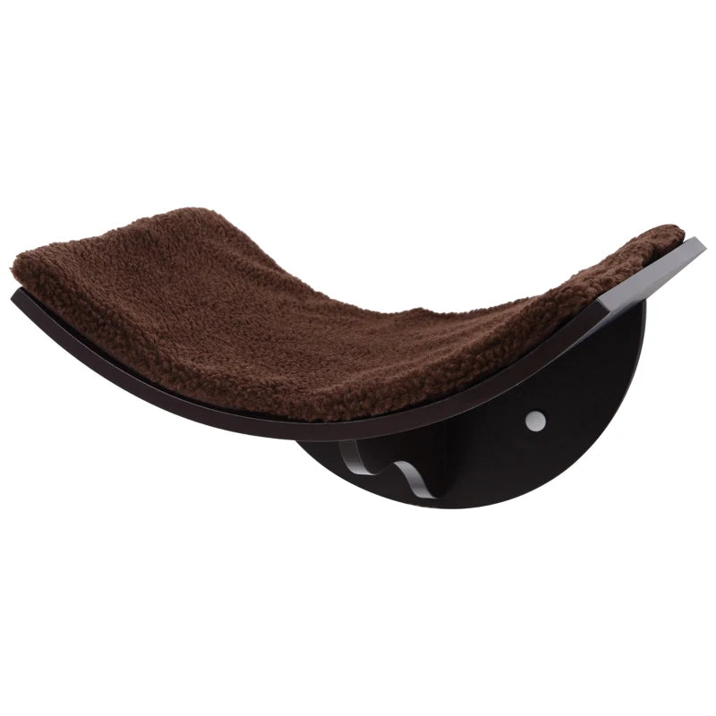 Wood Cat Shelves - Wall-Mounted Curved Kitten Bed Perch Climber Furniture, 41x28x21cm, Stylish Brown Cat Shelters