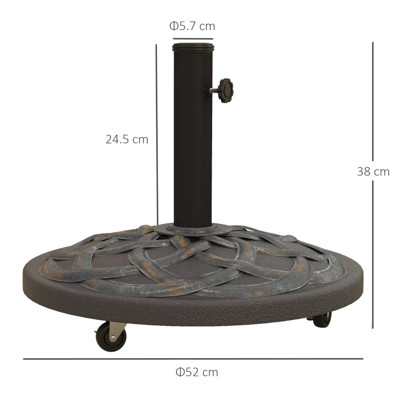 Bronze Rolling Umbrella Base with Wheels - Heavy Duty Concrete Stand