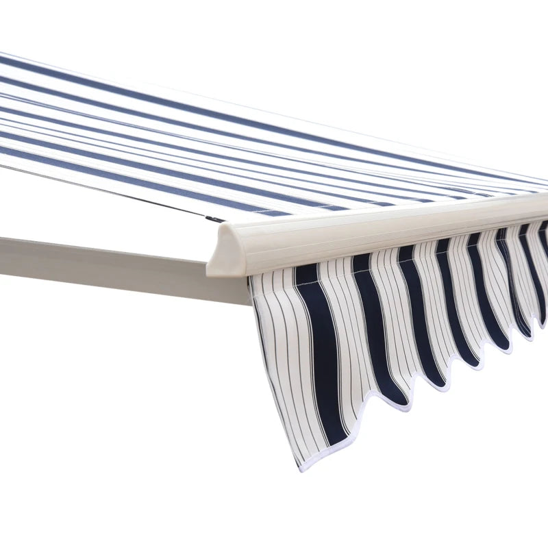 Dark Blue and White Retractable Awning, 2.5m x 2m - Manual Operation