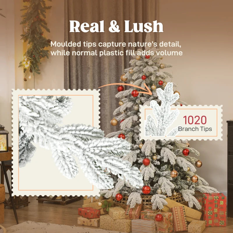 5ft Super Flocked Christmas Tree - Lush Green & White Snowy Tips - Perfect Holiday Decor for Home & Office