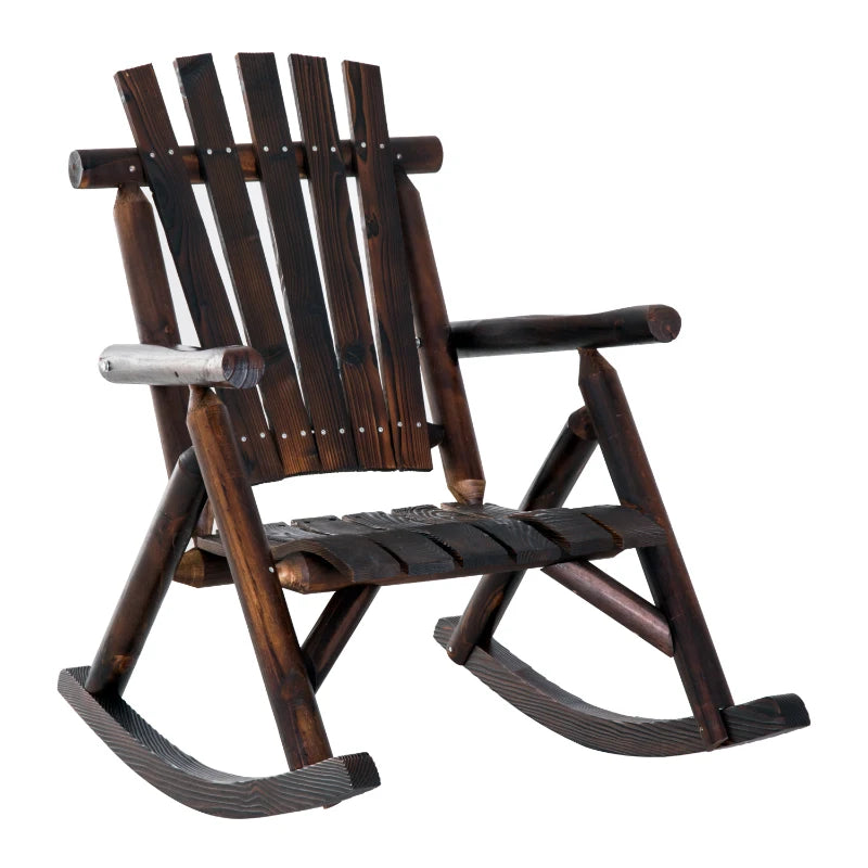 Rustic Red Outdoor Adirondack Rocking Chair