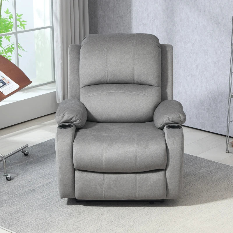 Grey Microfibre Manual Reclining Armchair with Footrest for Ultimate Comfort and Relaxation