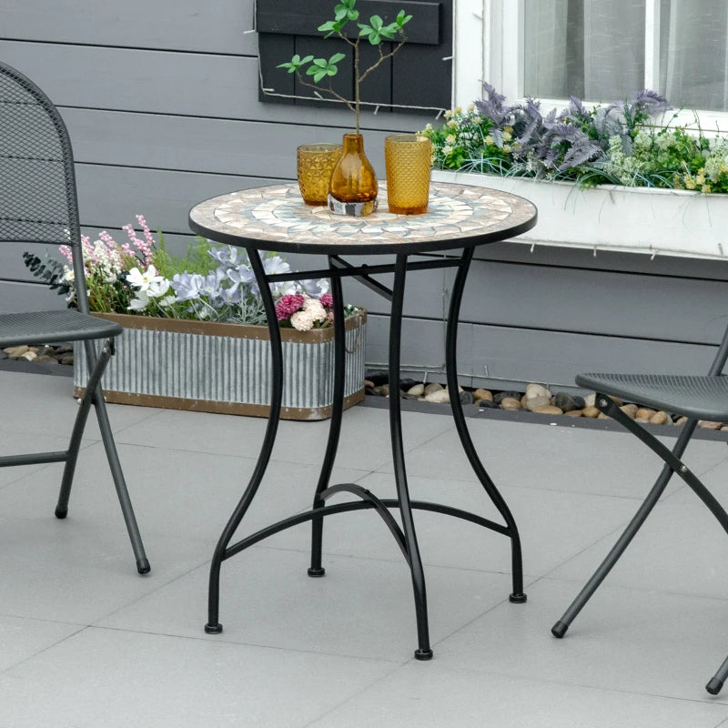 60cm Green Mosaic Outdoor Patio Table - Round Garden Table
