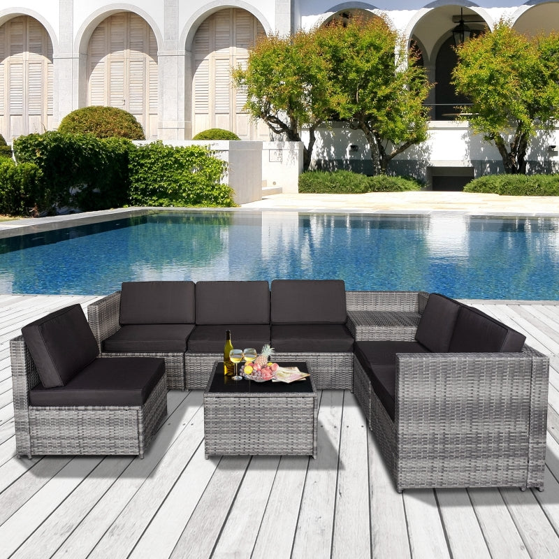 6-Seater Rattan Corner Sofa Set Set With Cushions