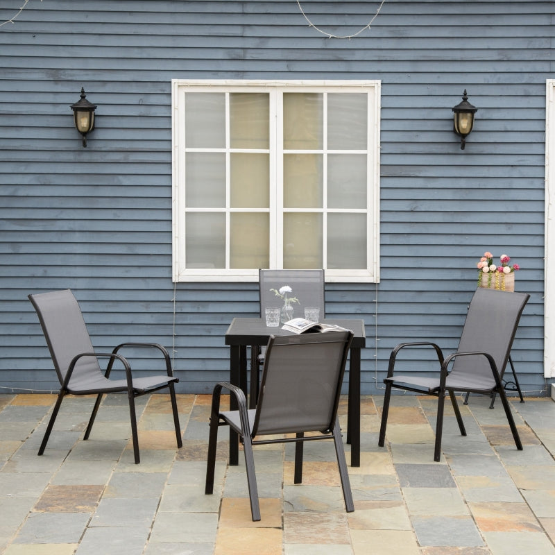 Dark Grey Stackable Outdoor Dining Chairs Set of 4