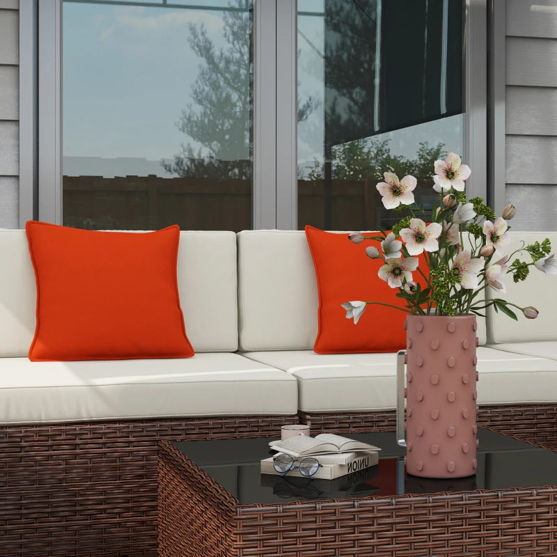 Seven-Piece Brown/Beige Rattan Garden Set With Glass-Top Table