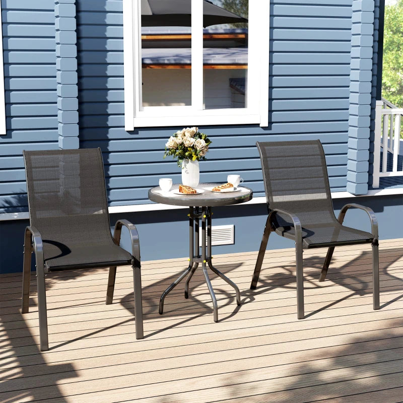 Three-Piece Black Outdoor Garden Furniture Set - Perfect for Patio and Balcony