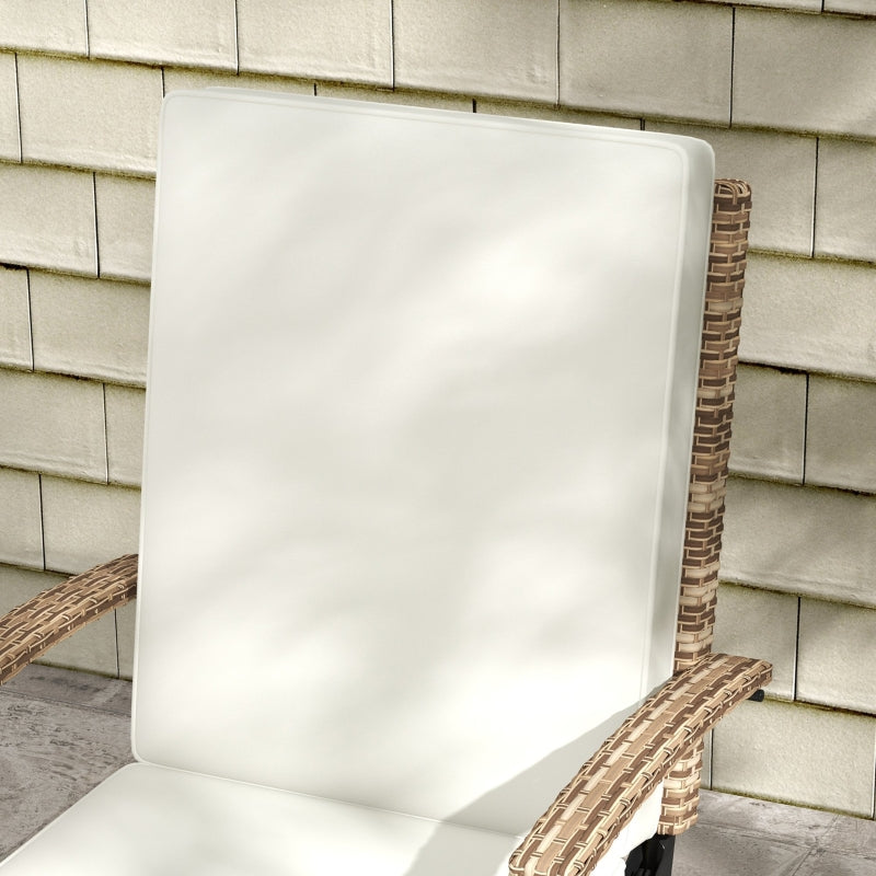 Adjustable Rattan Lounger - White/Brown