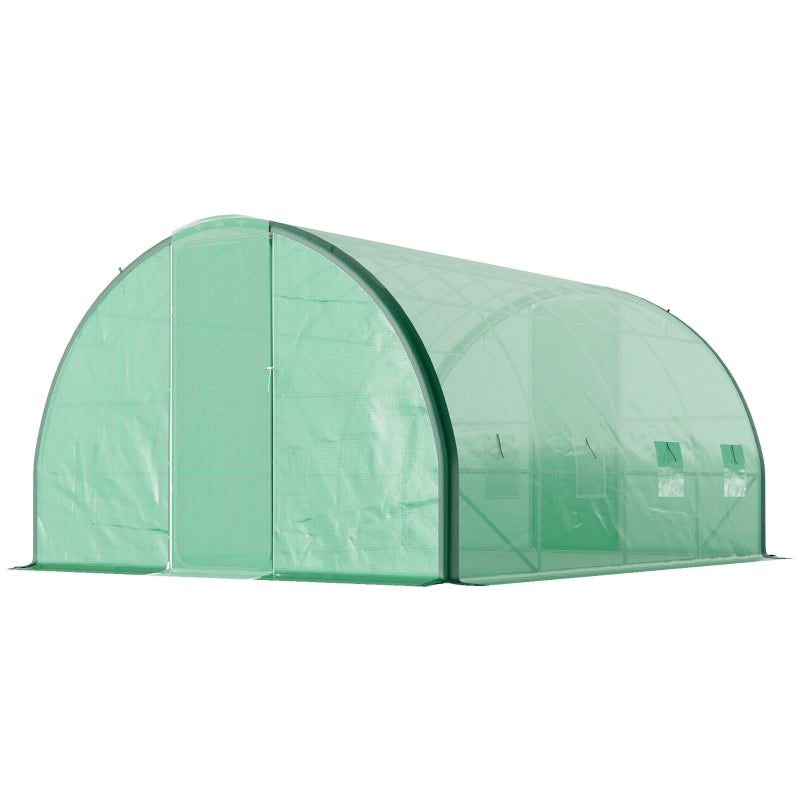 4m x 3m Green Polytunnel Greenhouse with Windows and Doors