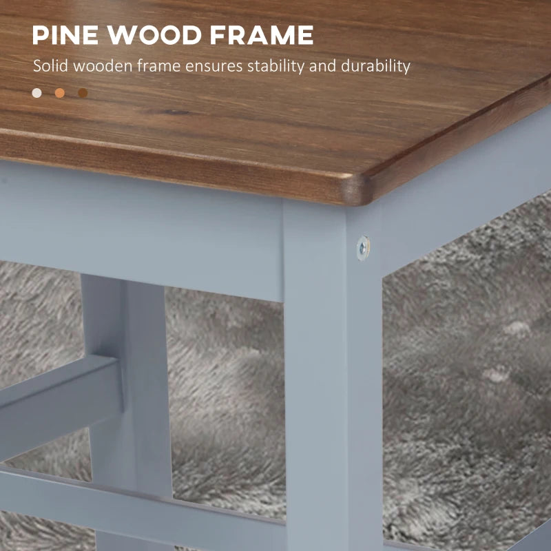 Set of 2 Grey Pine Wood Dining Chairs with Cross Back Design - Solid Kitchen & Living Room Seating