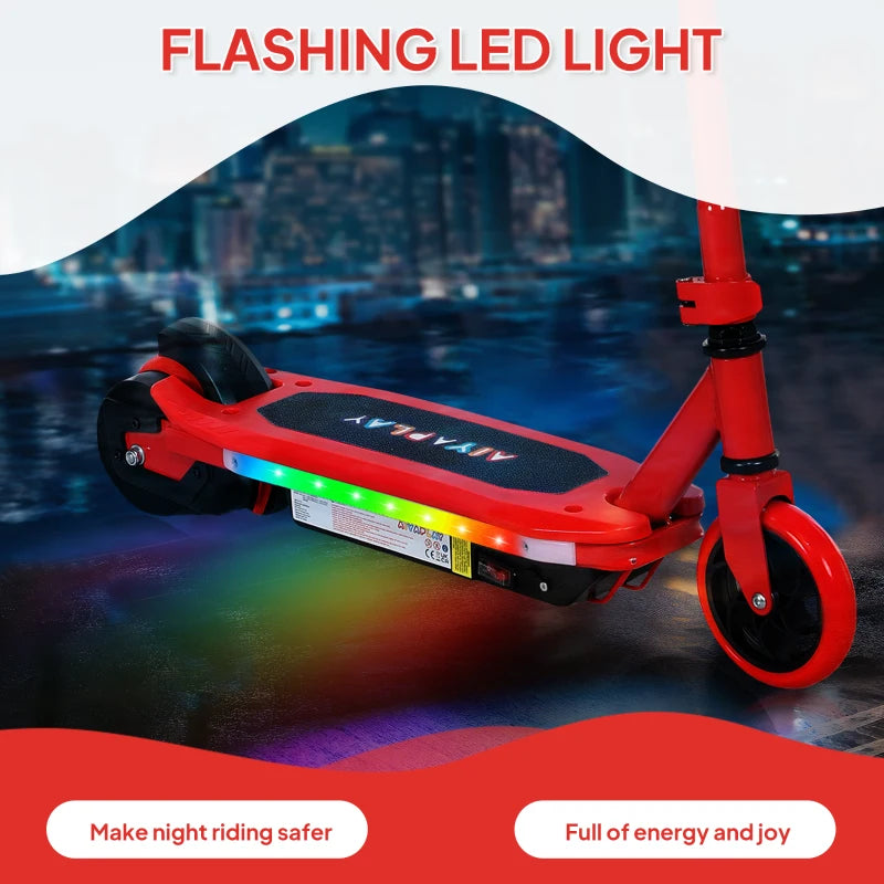 Electric Scooter for Kids Ages 6-14 with Colorful LED Lights Red
