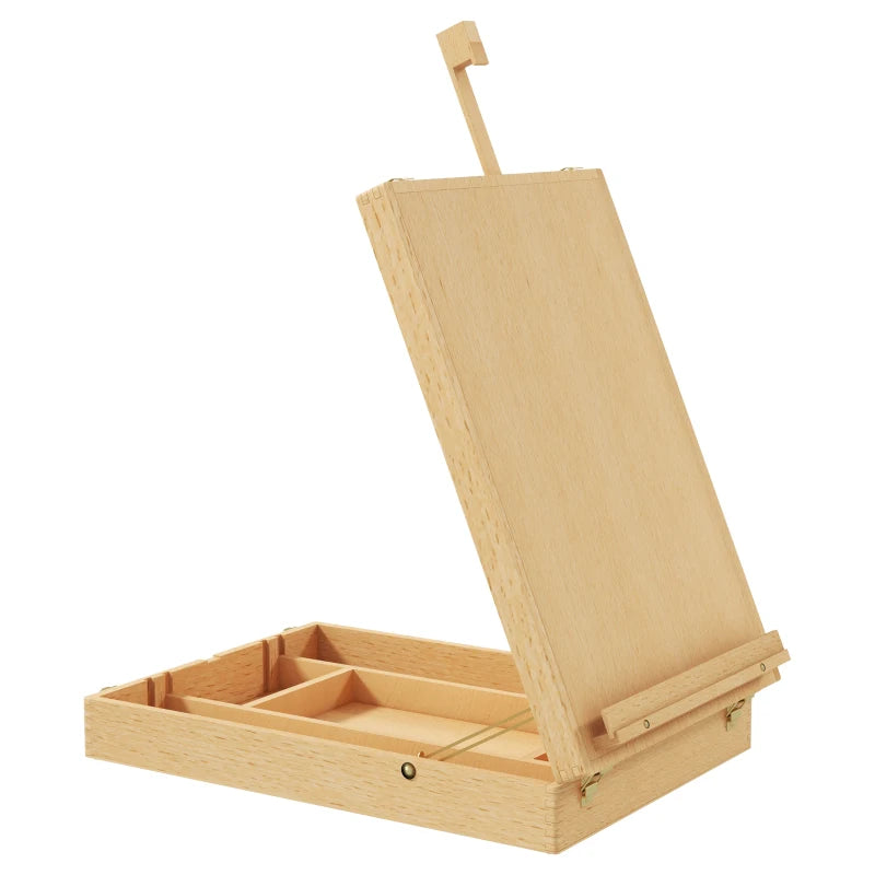 Vinsetto Adjustable Wooden Table Easel Box for Canvas up to 61cm - Portable Beechwood Artist Drawing & Sketching Board