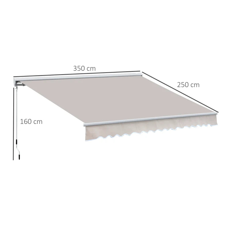 Cream White 3.5m x 2.5M Retractable Electric Awning Shade