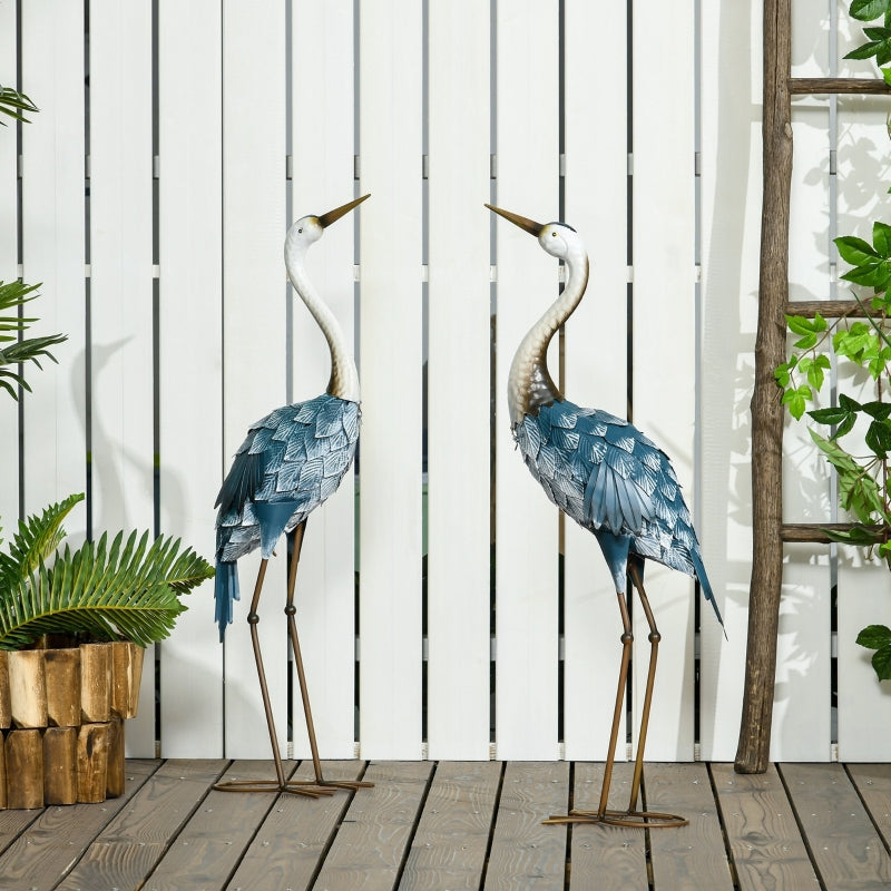 Colorful Crane Garden Statues - 2 Piece Set