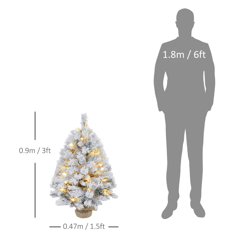 3ft Snowy Tabletop Christmas Tree with LED Lights - Perfect Holiday Decor for Home, Office, or Festive Events