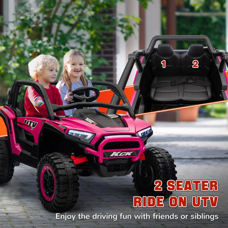 Pink 2 Seater Electric Ride On Truck with Remote Control 24V Battery Powered Car