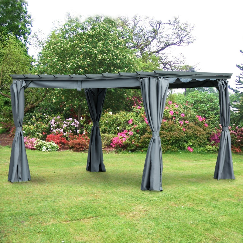 3.6m x 3m Aluminium Pergola with Retractable Roof and Curtains