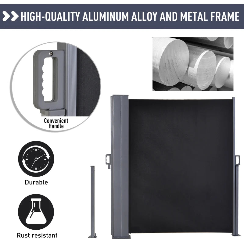 600 x 180cm Dark Grey Retractable Side Awning