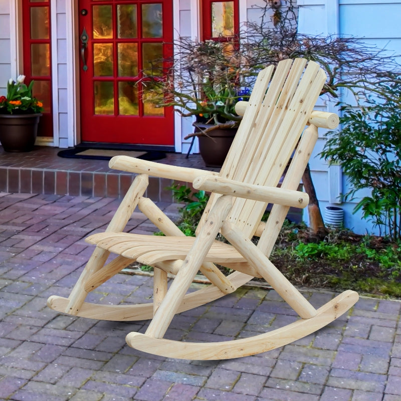 Burlywood Cedar Wood Rocking Adirondack Chair