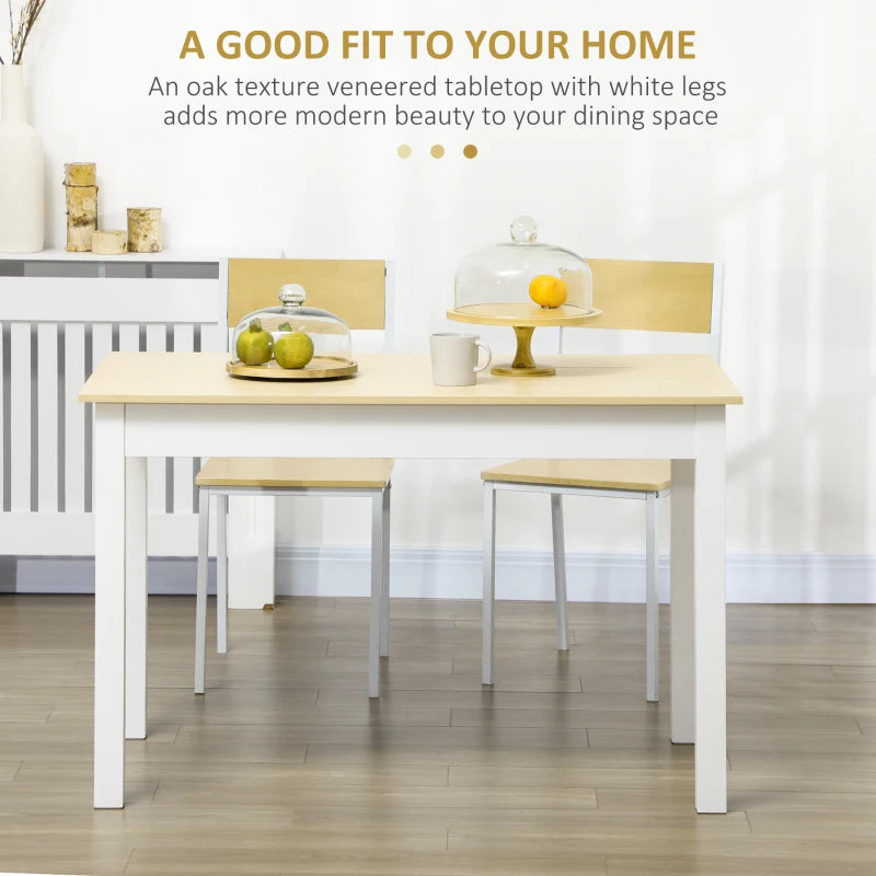 Modern Oak Dining Table for 4-6, Wood Effect Top, Sturdy Thick Legs, 120x70x75cm, Ideal for Kitchen & Living Room