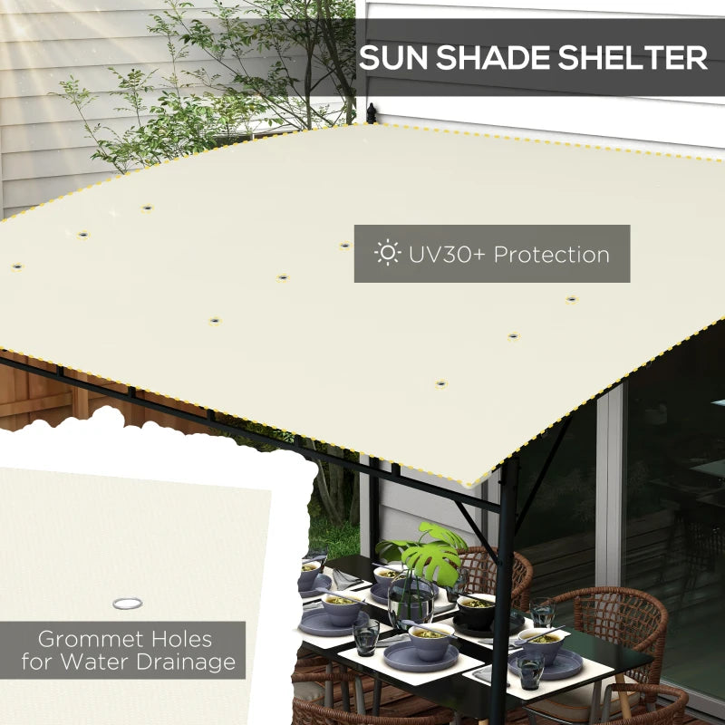 3m x 4m Cream Metal Frame Pergola - Outdoor Garden Canopy