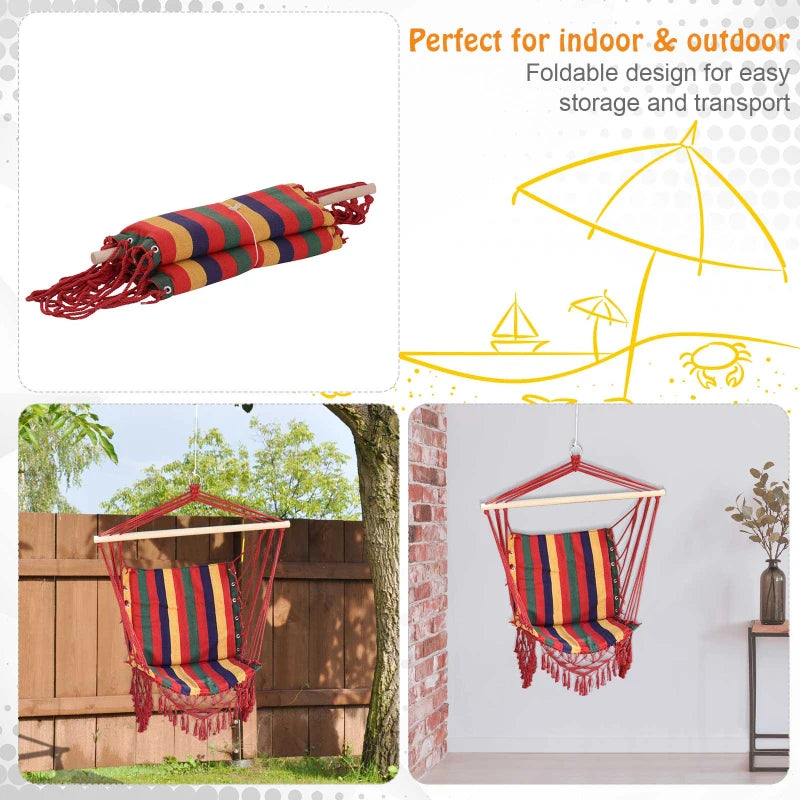 Striped Hammock Swing Chair - Indoor/Outdoor Hanging Seat