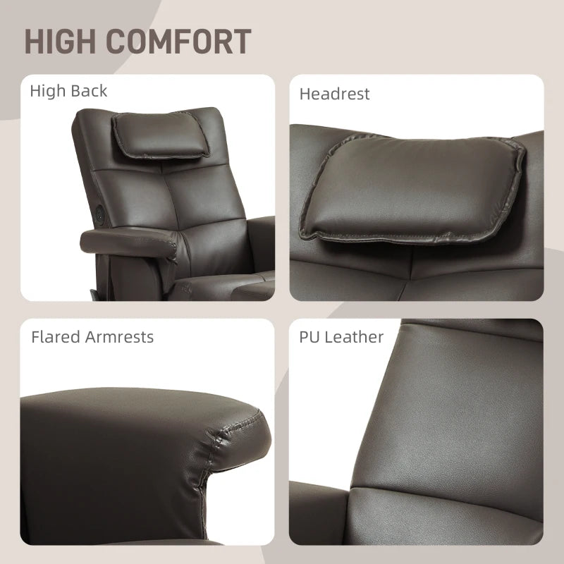 Brown Faux Leather Massage Recliner Chair with Storage Ottoman for Ultimate Comfort and Relaxation