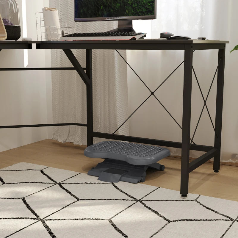 Adjustable Height & Angle Footrest - Charcoal Grey Tilting Platform for Home Office Comfort