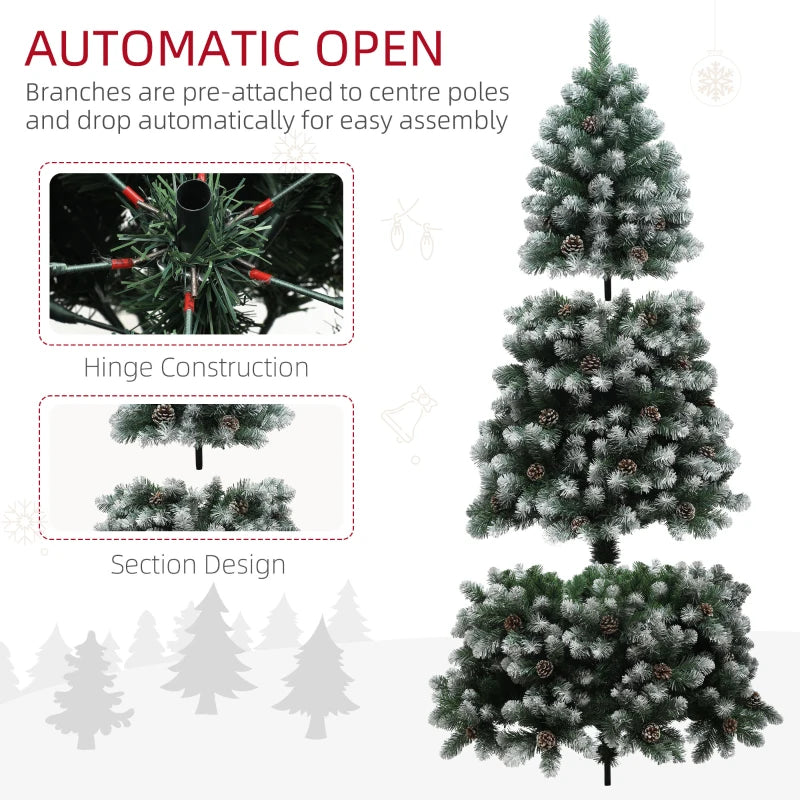 7ft Snow-Dipped Artificial Pine Christmas Tree - Realistic Holiday Decor for Festive Home Decoration