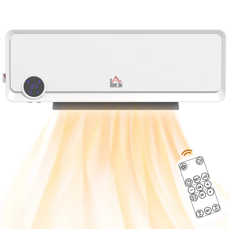 Electric Wall Downflow Heater 2000W with Timer Remote Oscillation for Home Office Bedroom