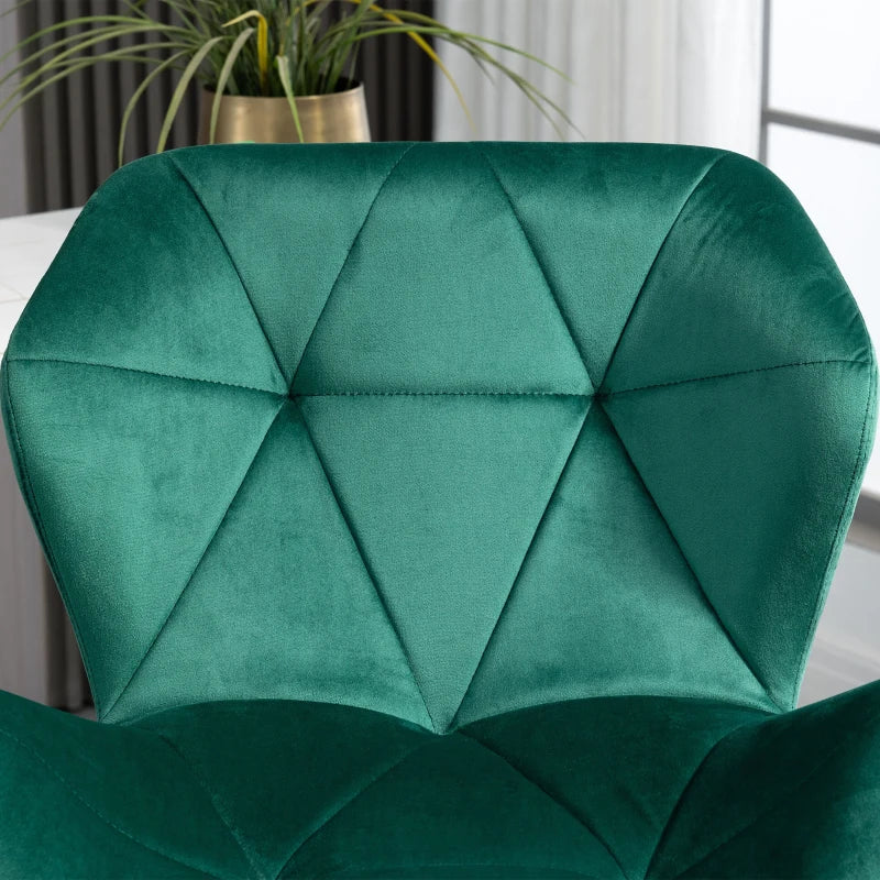 Set of 2 Velvet Bar Stools with Metal Frame Footrest, Adjustable Height, Stylish Green Color for Kitchen or Home Bar