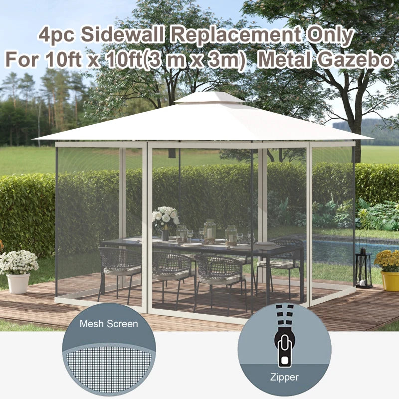 Universal Replacement Mesh Sidewall Netting for Gazebos and Canopy Tents - 302 x 207cm - White (Sidewall Only)