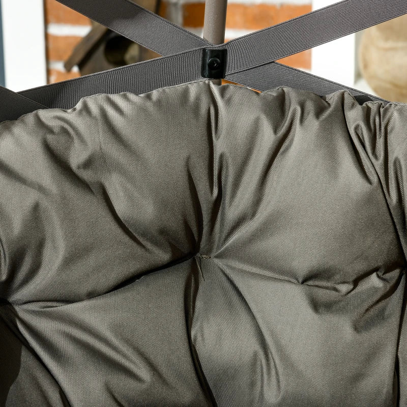 Sand Brown Folding 2 Seater Egg Chair with Cushion and Cup Pockets