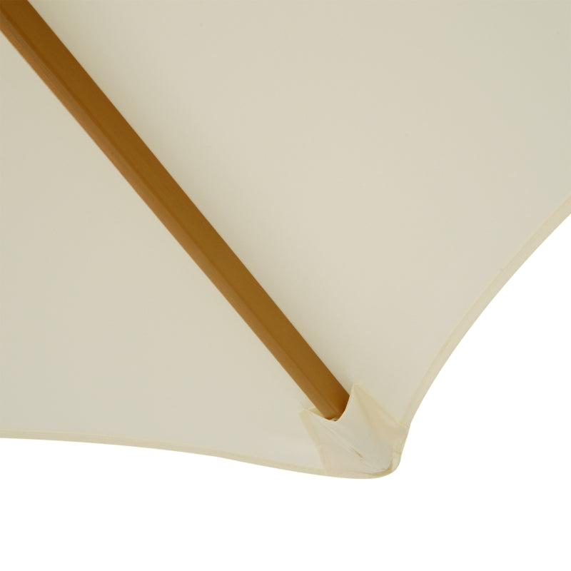 Wooden Garden Parasol Sun Shade - Cream White - 2.5m