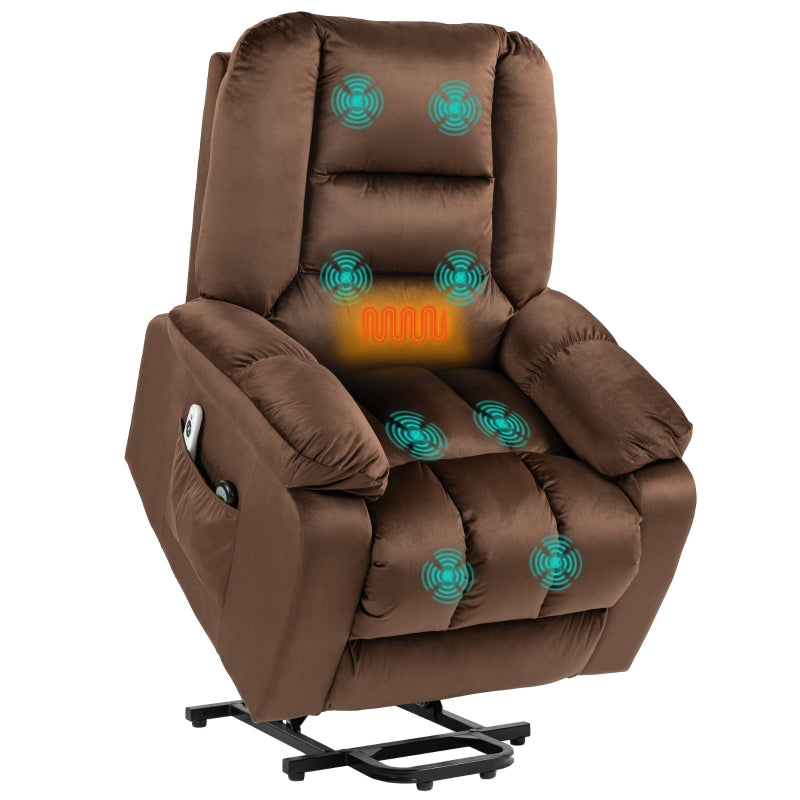 Eight Massage Point Reclining Armchair with Heat - Brown Leather Effect for Ultimate Comfort