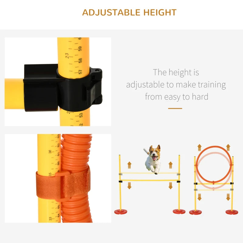 Portable Dog Agility Training Equipment - Adjustable Hurdles, Jumping Ring & Weave Poles for Pet Obstacle Course
