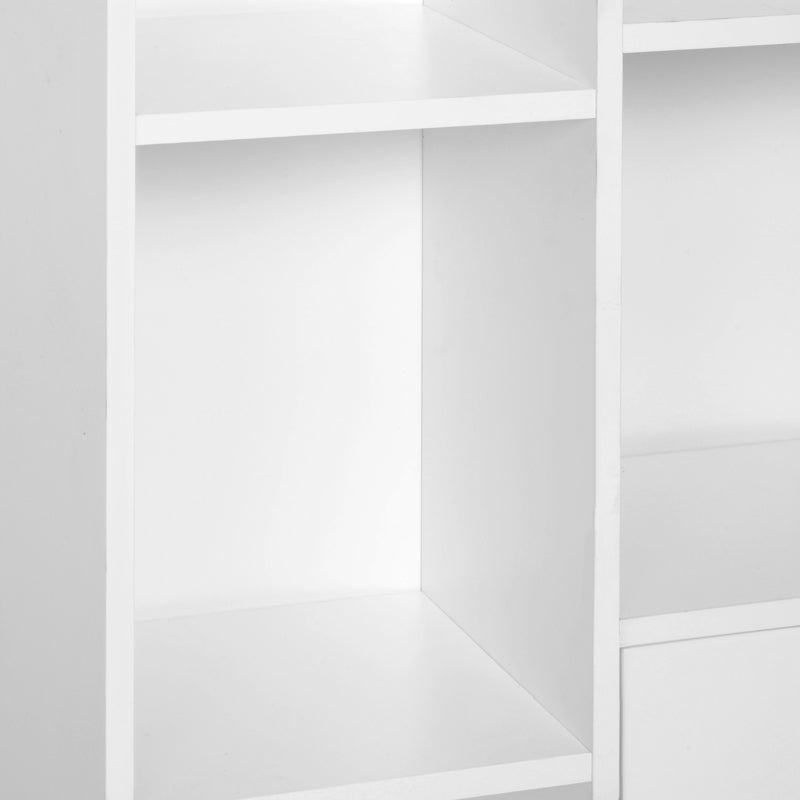 Modern White Sideboard Storage Cabinet with 2 Doors & 5 Compartments - Stylish Wooden Bookcase for Living Room, Bedroom, Kitchen - 80x23x123 cm
