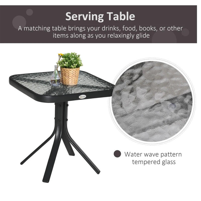 Black Glider Rocking Chair Set with Table - Patio Furniture Bistro Set