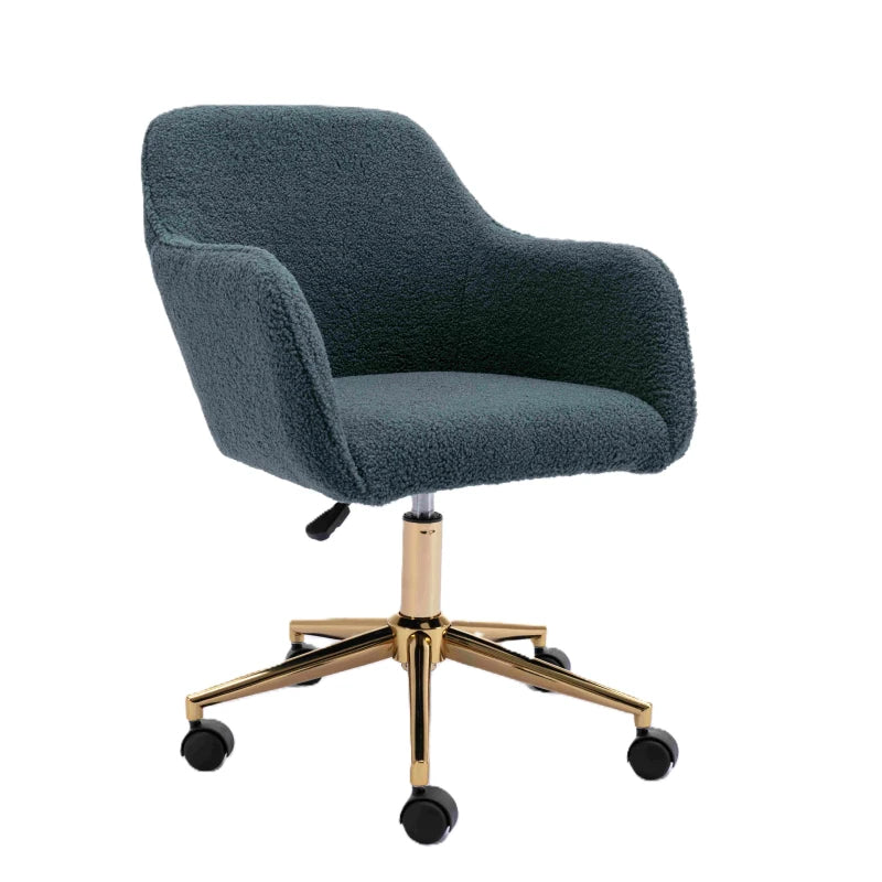 Adjustable Height Ergonomic Swivel Executive Office Chair with Gold Legs - Green, 58x58x86 cm for Comfort & Style