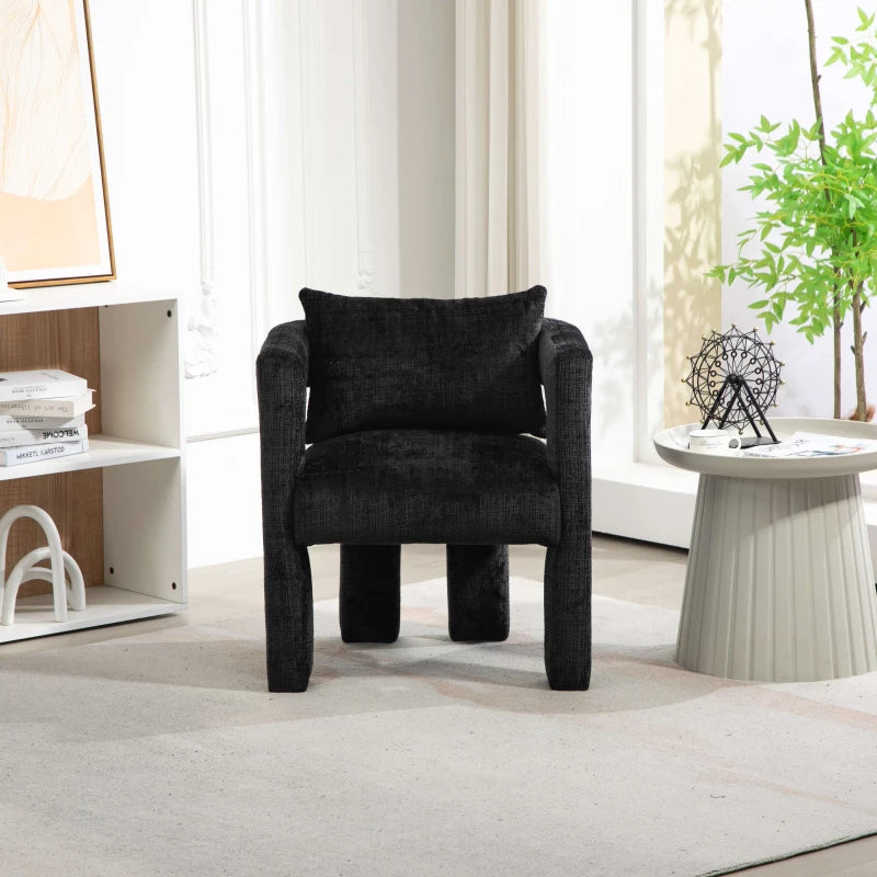 Set of 2 Comfortable Lounge Chairs with Hollow Armrests, Cushions and Pillows for Living Room, Black
