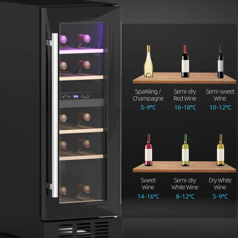 16 Bottle Dual Zone Wine Fridge - Black | Adjustable Temperature 5-18°C | Perfect for Wine Lovers & Collectors