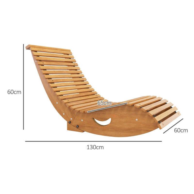 Teak Slatted Outdoor Rocking Chair - Wooden, 130cm x 60cm