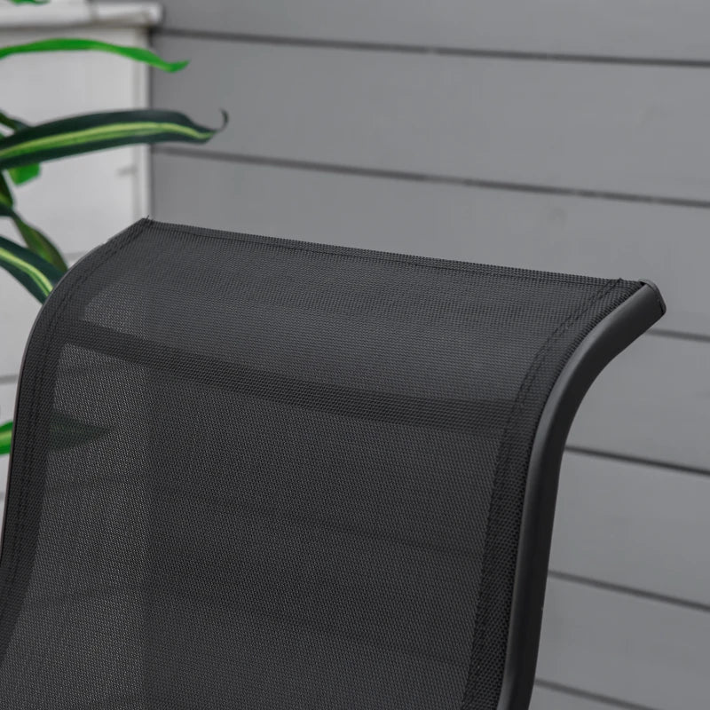 Black 3-Piece Metal Frame Gliding Chair Set with Glass Top Coffee Table